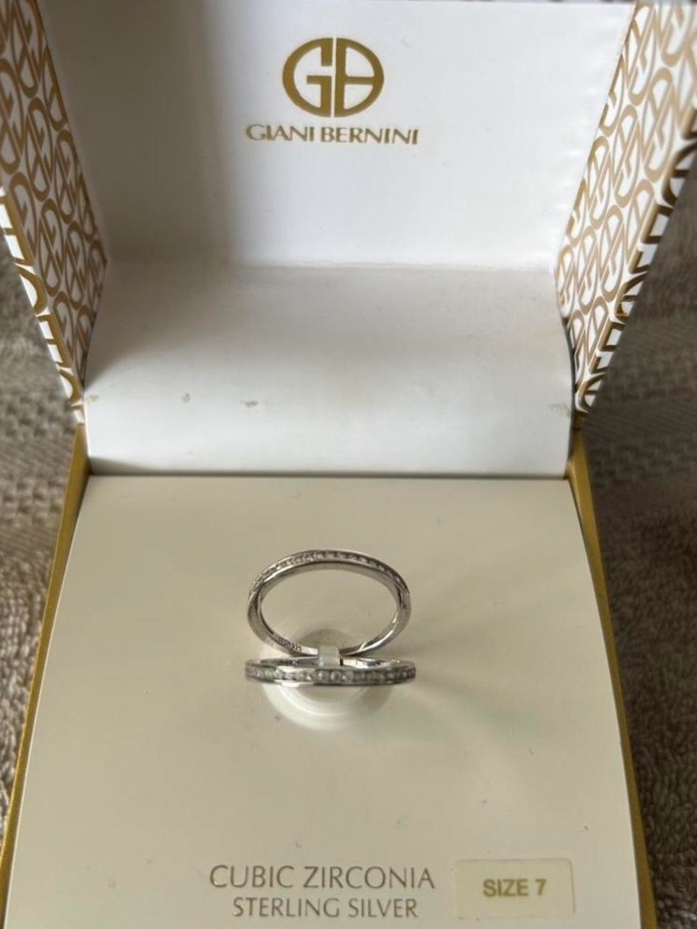 Giani Bernini Sterling Silver Cubic Zirconia Size 7 Double Band Ring - Silver